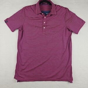 RLX Ralph Lauren Men's L Pink Navy Blue‎ Striped Stretch Golf Polo
